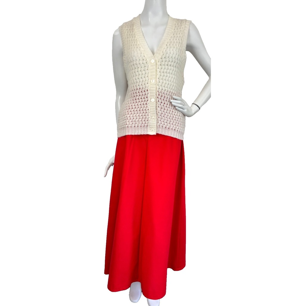 Vintage 70s Maxi Skirt A-Line High Rise Zip Red Size Small 28" Waist EUC